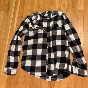 Black and White Plaid Button-Up Shirt